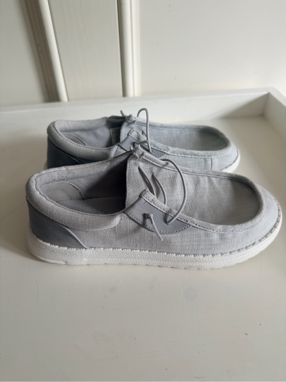 The Children's Place Boys Grey Canvas Slip On Loafers Shoes Size Youth 3